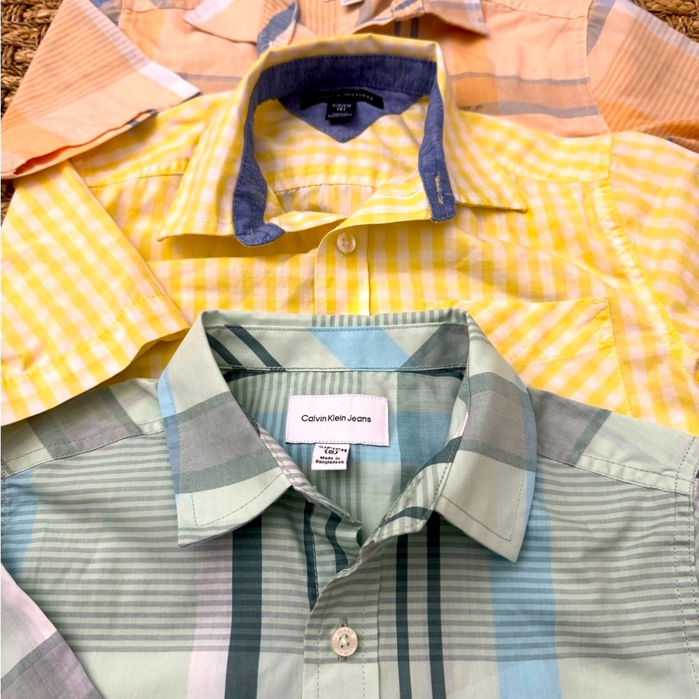 Bundle of 3 Calvin Klein/Tommy Hilfiger Size S (8) Boys Plaid Button Shirts